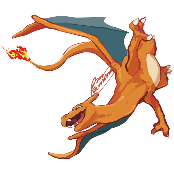 charizard pokemon (creature) no humans flame-tipped tail open mouth solo white background fire  illustration images