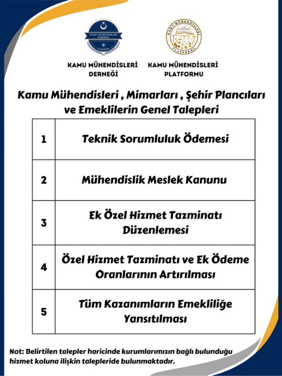 <a href="/isikhanvedat/">Prof. Dr. Vedat Işıkhan</a> Sahın Bakanım 
Kamu Mühendisleri olarak yapılacak olan sözleşmede mühendisleri ilgilendiren maddelerin kabul edilmesini ve desteğinizi talep ediyoruz. 
#KaMUhendisiTopluSozlesme 
<a href="/kaMUhendisleri/">Kamu Mühendisleri Platformu</a>