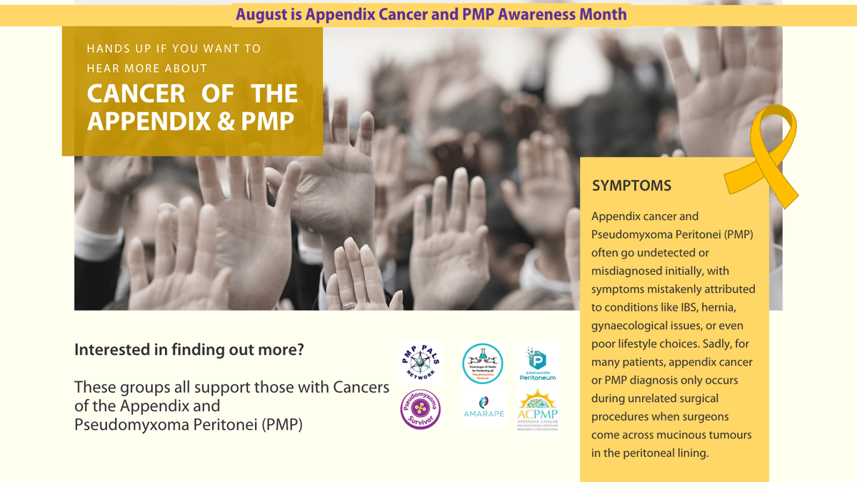 PMPSurvivor's tweet photo. Let's raise awareness about Appendix Cancer & Pseudomyxoma Peritonei for early detection & intervention. Together, we can make a difference in the lives of those affected. Spreading awareness is crucial as initial symptoms are often misdiagnosed. #PMPAware #AppendixCancerAware https://t.co/3U8XYXG81V