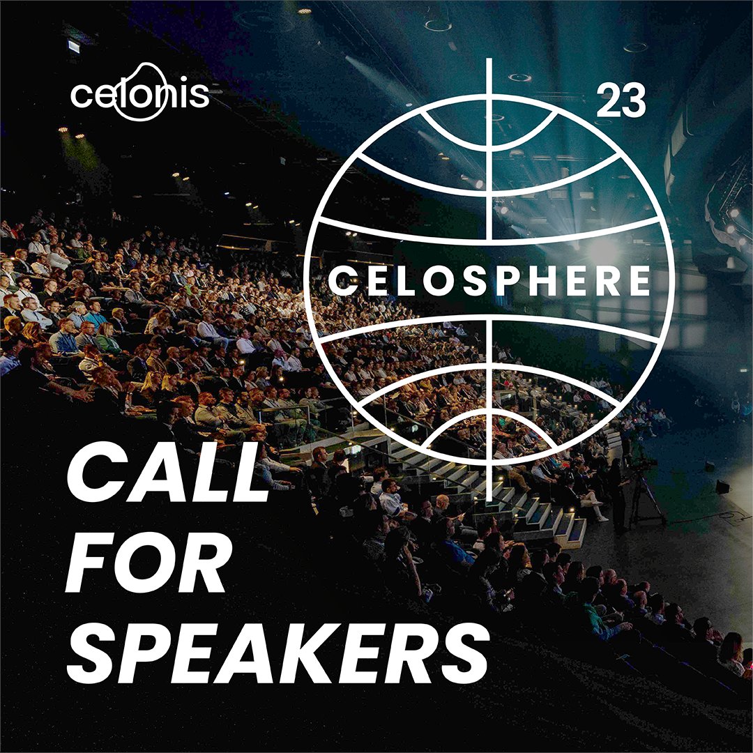 Celonis's tweet photo. Ready to tell your process story? Celosphere call for speakers is open.

Are you ready to tell your process mining story to thousands of peers?

We want to see you up there on the big stage.

Apply by September 1: https://t.co/ugiBV4KP3G

#Celosphere
#ProcessMining https://t.co/0dfePzpbdw