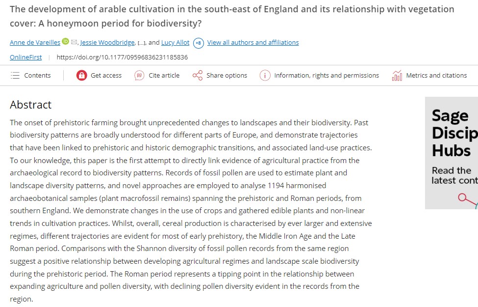 Happy to share a new paper led by Anne de Vareilles combining archaeobotany and palynology to investigate the impacts of early agriculture on biodiversity: journals.sagepub.com/doi/10.1177/09… #landuse #pollen @HistoricEngland @struth28