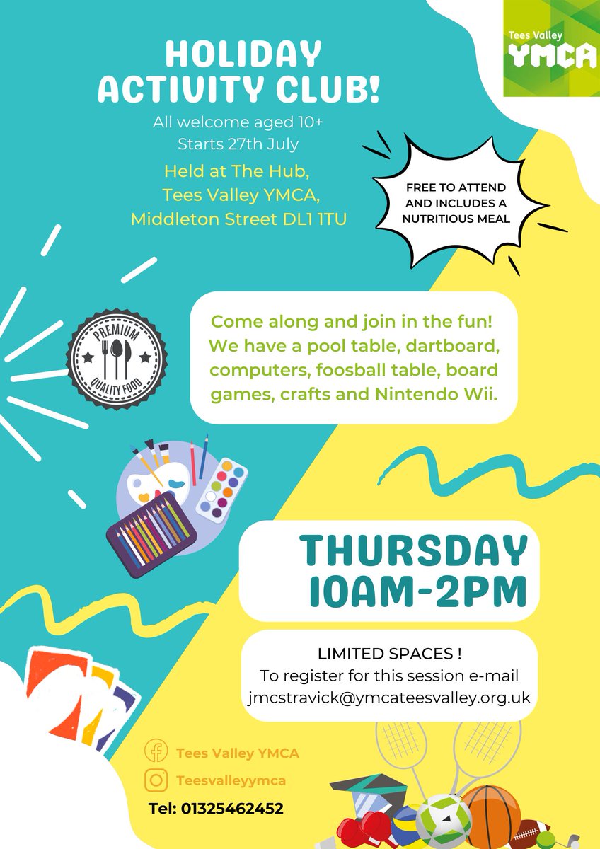 HealthFamilies's tweet photo. Fantastic (and free) summer holiday activities from @TeesValleyYMCA in #Darlington! https://t.co/alcVT9fHz6