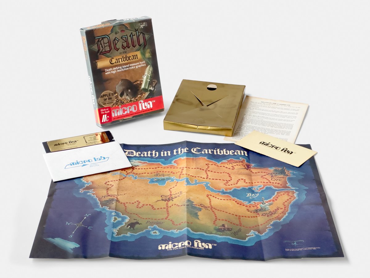 ErnstKrogtoft's tweet photo. Death in the Caribbean by Bob and Philip Hess was published for the Apple II in 1983 by Illinois-based MircoLab under the company's entertainment label, Micro Fun. It was ported to the C64 the following year.
#DeathintheCaribbean #MicroFun #AppleII #Retrogames #BigBoxPCGames https://t.co/aPaHlvtDF4