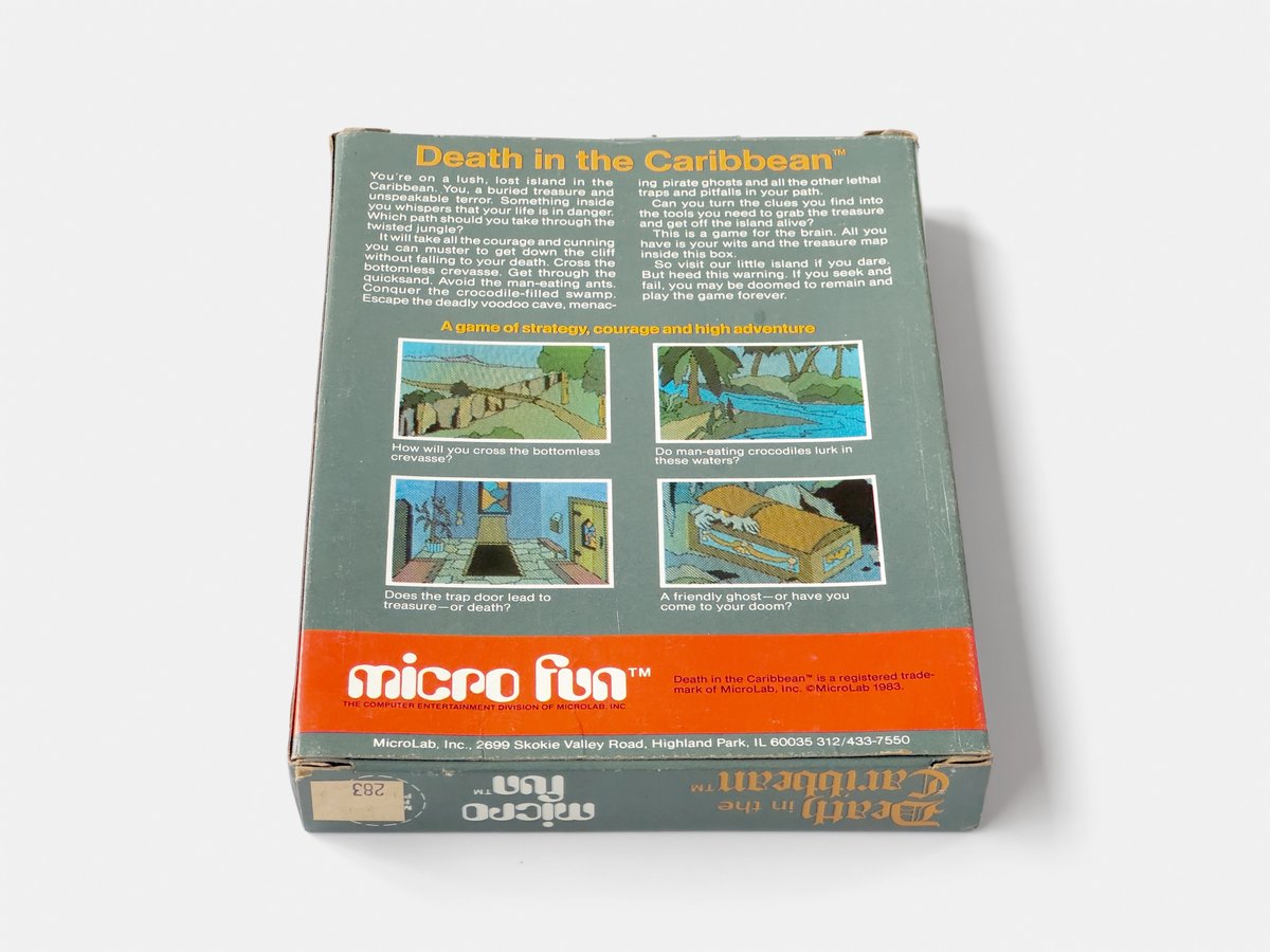 ErnstKrogtoft's tweet photo. Death in the Caribbean by Bob and Philip Hess was published for the Apple II in 1983 by Illinois-based MircoLab under the company's entertainment label, Micro Fun. It was ported to the C64 the following year.
#DeathintheCaribbean #MicroFun #AppleII #Retrogames #BigBoxPCGames https://t.co/aPaHlvtDF4