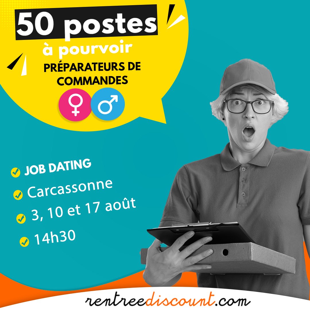 Hey toi ! 
On est à la recherche de plus de 𝟱𝟬 𝗽𝗿𝗲́𝗽𝗮𝗿𝗮𝘁𝗲𝘂𝗿𝘀 𝗱𝗲 𝗰𝗼𝗺𝗺𝗮𝗻𝗱𝗲𝘀 𝘀𝘂𝗿 𝗖𝗮𝗿𝗰𝗮𝘀𝘀𝗼𝗻𝗻𝗲 !
On t'attend avec impatience à notre job dating le 3, 10 et 17 août 2023 à 14h30 !  ( attention à bien candidater avant !!!)
jobs.magmagroup.fr/.../employelog…