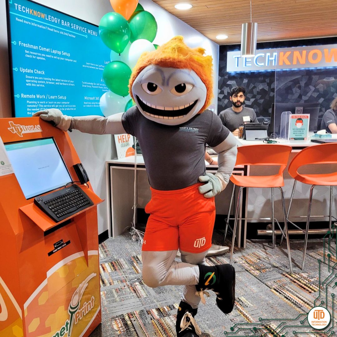 UTDInfoTech's tweet image. Finally, it offers students, faculty, and staff the opportunity to try out the latest gear and applications.
#techtriviatuesday #TechTrivia #techtriviafunfact #techbar #utdallas #whoosh #comets