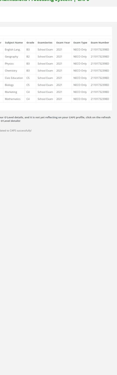 BABALOLARAPHAE8's tweet photo. Good day, I uploaded my o level results ,it is showing 8 subjects instead of 9 and I have re-uploaded it all over again, still showing 8
What can I do https://t.co/8xg4BFPyUr