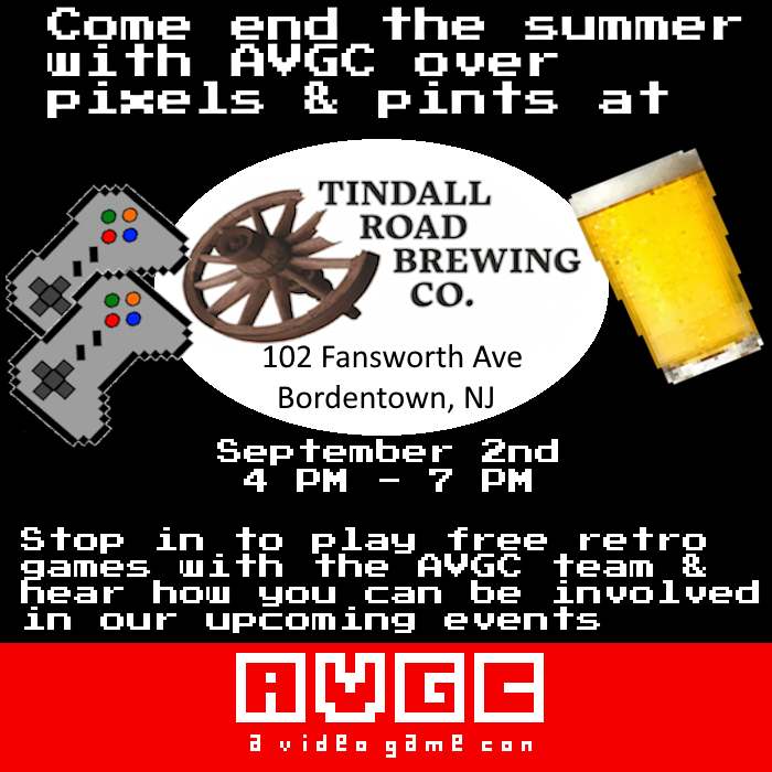aVideoGameCon's tweet photo. This Sept 2nd, come stop by Tindall Road Brewery & hang out with #AVCG. Come play on our retro console setup & chat about your convention experiences from this year. Our event starts from 4pm to 7pm or later. No tickets or purchases are required #AVideoGameCon #TindallRoadBrewery https://t.co/AIkncxvwZp