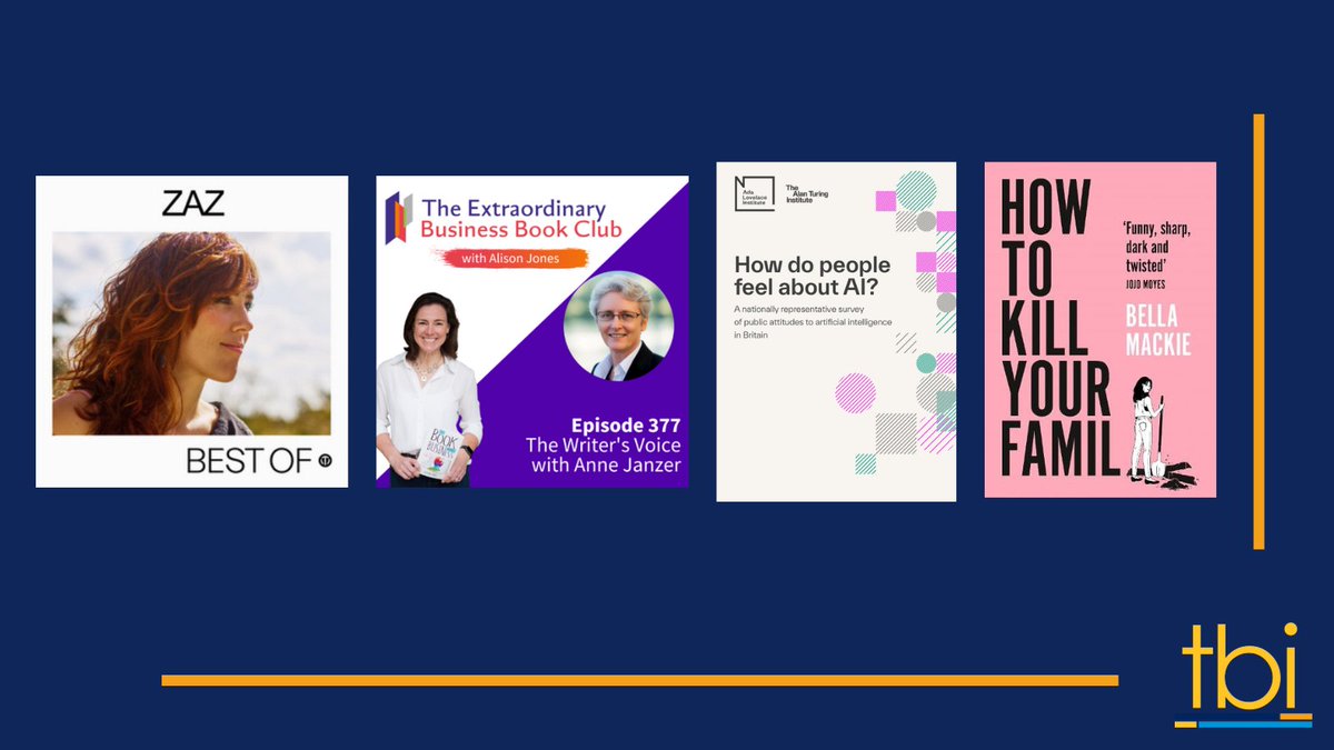 tbicomms's tweet photo. Here’s what the #TBITeam have been #reading and listening to this month:
🎵 Playlist: ZAZ Best of on @Spotify: https://t.co/DEybSeurOS
🎙️ Podcast: The Extraordinary Business Book Club @bookstothesky
Episode 377 – The Writer’s Voice with Anne Janzer: https://t.co/0QNmSsoEtv https://t.co/V8Gm7akjqS