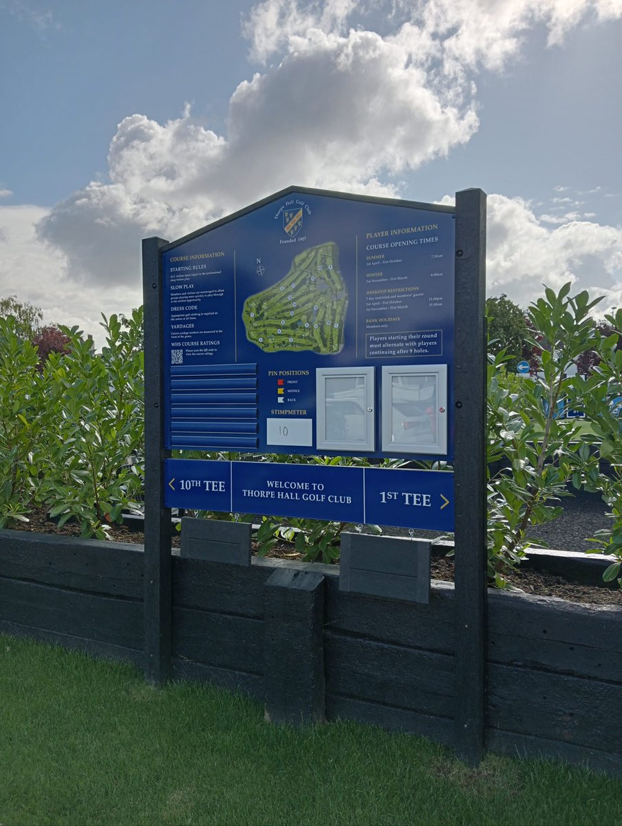 A couple of new information signs for Thorpe Hall golf club in Essex, looking fresh in their new 1st tee complex.