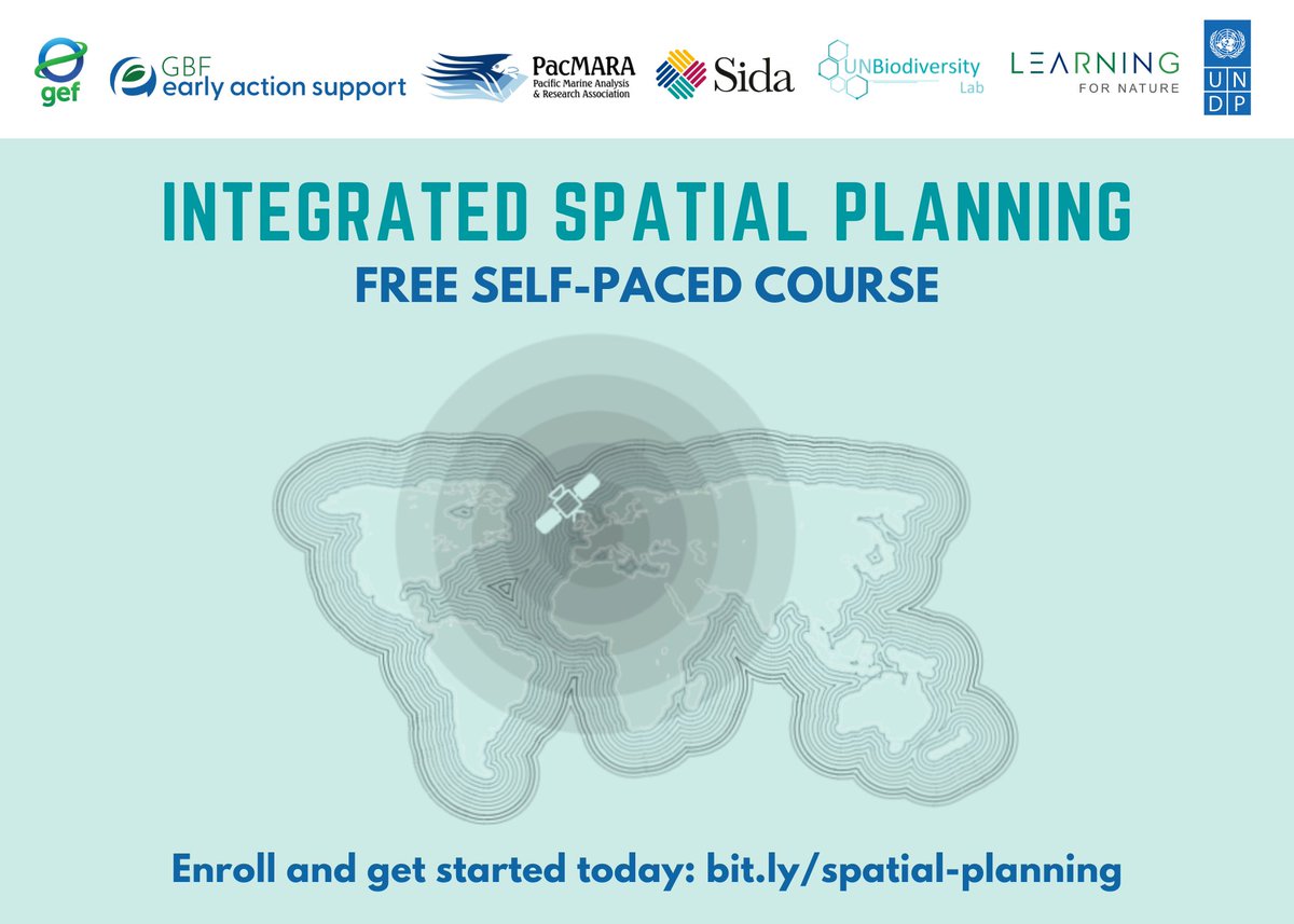 Learning for Nature (@learning4nature) on Twitter photo 🔊 If you missed out on the 2022 edition of the Massive Open Online Course on Integrated Spatial Planning by <a href="/UNDP/">UN Development</a> and @pacmara, fret not! 🌍✨ We've transformed it into a FREE self-paced course available in English, French, and Spanish!
➡️ bit.ly/spatial-planni… 🔊 If you missed out on the 2022 edition of the Massive Open Online Course on Integrated Spatial Planning by <a href="/UNDP/">UN Development</a> and @pacmara, fret not! 🌍✨ We've transformed it into a FREE self-paced course available in English, French, and Spanish!
➡️ bit.ly/spatial-planni…