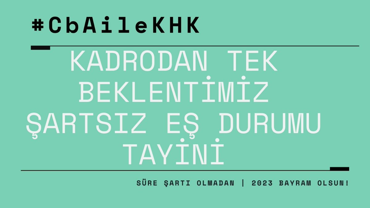 Kadrolular süresiz şartsız eş durumu tayin hakkı istiyor. Lütfen klavuzu Cumhurbaşkanımızın <a href="/RTErdogan/">Recep Tayyip Erdoğan</a> kadro şöleninde verdiği sözün üzerine değiştirin <a href="/Yusuf__Tekin/">Yusuf Tekin</a> bakanım. Aileler paramparça olmasın. #cbAileKHK