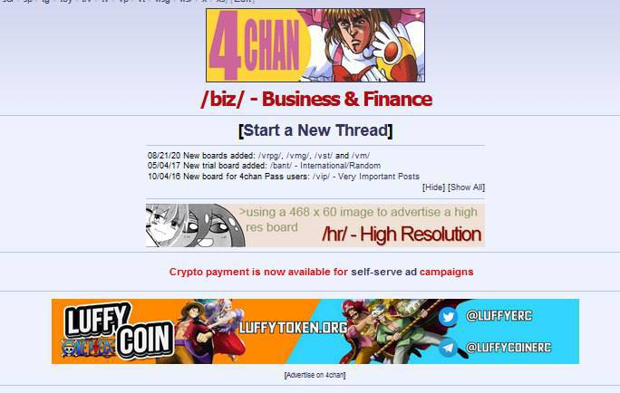 luffyerc's tweet photo. 🏴‍☠️LUFFY on 4CHAN 🏴‍☠️

4chan BANNER ADS on biz

https://t.co/nlY76SKk2b

And Top trending thread on biz 

https://t.co/JD4qj799o2 https://t.co/ThhbtUn222