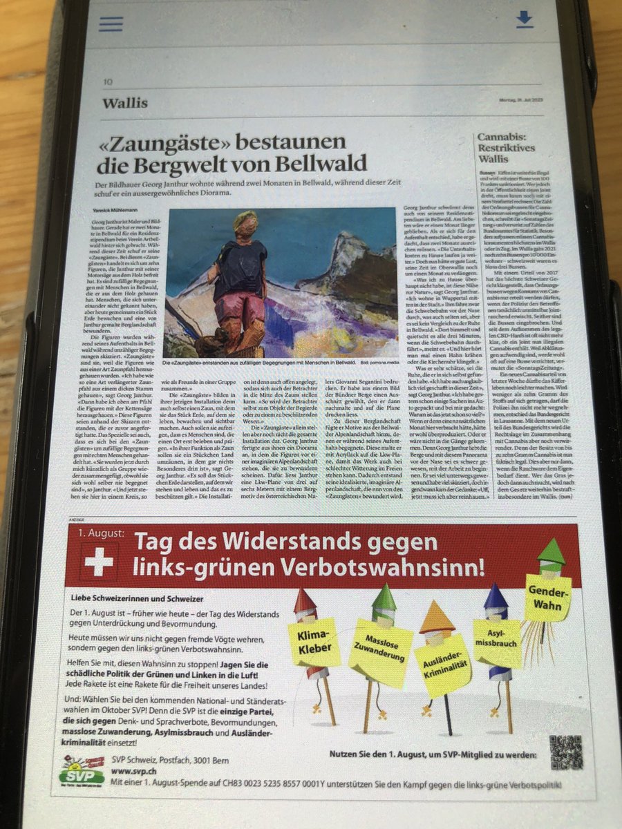 Falscher Ort, falsche Zeit. 

Nach 2 Wochen Waldbrandbekämpfung ist das SVP-Inserat im Walliser Boten eher unglücklich. 

Und falls doch einer feuern möchte, löscht den Scheiss dann selber.