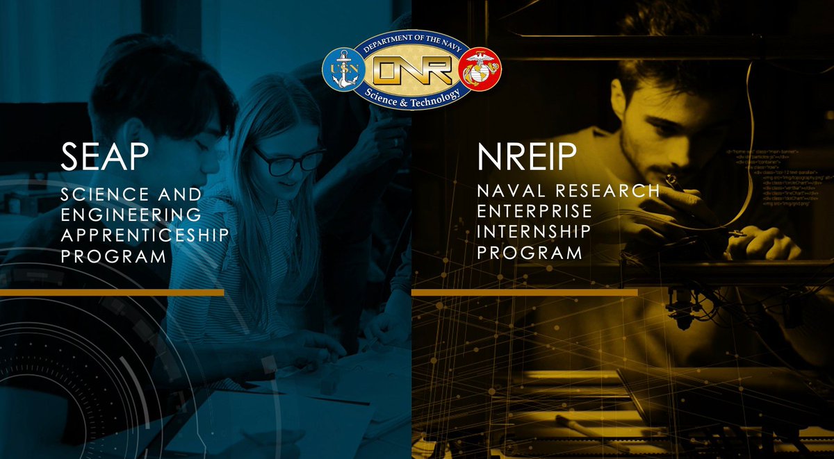 The application portals for NREIP (college-level) and SEAP (high school) open now! Your #STEMcareer starts with a #NavalSTEM internship. Apply today at bit.ly/3rV8QG4 (NREIP) and bit.ly/3ONv6L7 (SEAP) Application deadline is Nov. 1.