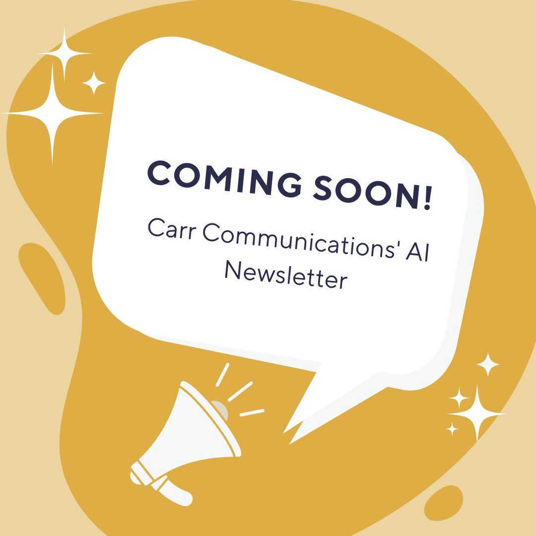 CarrCommsLtd's tweet photo. Exciting news! Carr Communications’ AI Newsletter is on its way 🚀

Get ready for top-notch AI tools and apps curated by our experts, delivered straight to your LinkedIn feed.

Watch this space! ✨

 #AINewsletter #ComingSoon" https://t.co/sEe2JEoP89