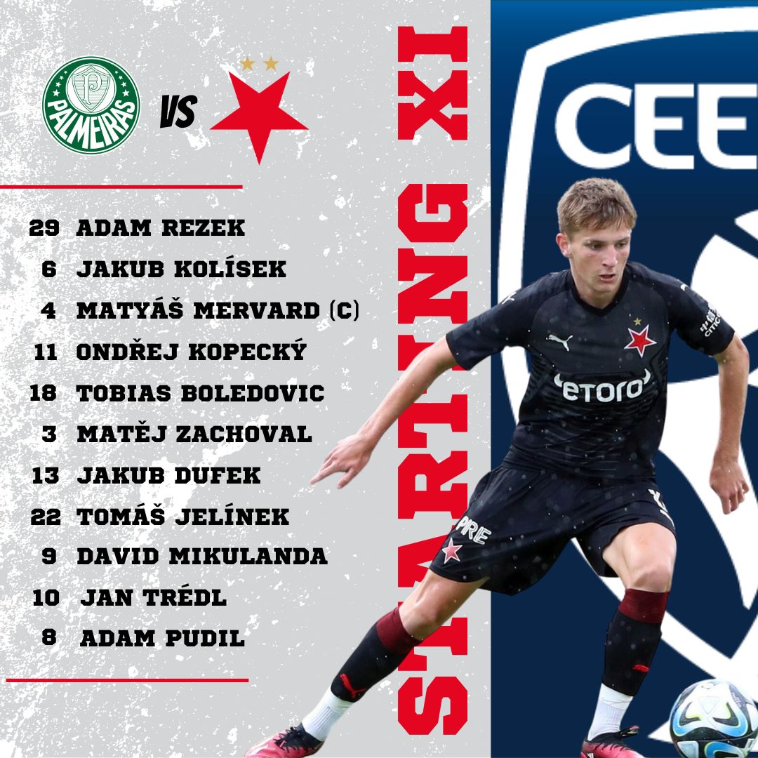 📋 Starting line ups for @slaviaMladez

📺 Watch the match live on the ceecup.tv ➡ bit.ly/3qdhPSp

#CEECup #SlaviaPalmeiras #CriasDaAcadamia #AvantiPalestra #FamíliaPalmeiras #SKSU19 #SKS #Slavia