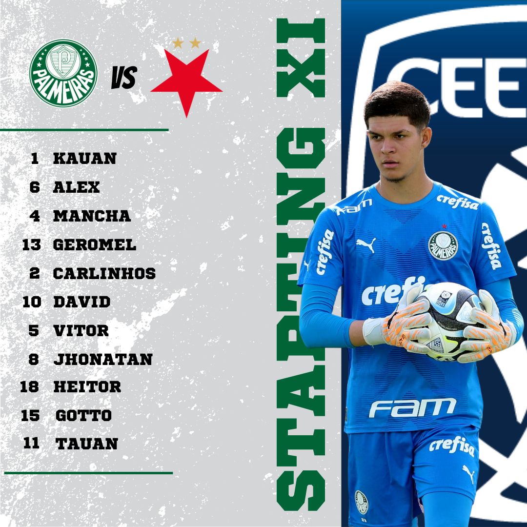 📋 Here Starting XI for @palmeiras

📺 Watch the match live on the ceecup.tv ➡ bit.ly/3qdhPSp

#CEECup #SlaviaPalmeiras #CriasDaAcadamia #AvantiPalestra #FamíliaPalmeiras #SKSU19 #SKS #Slavia