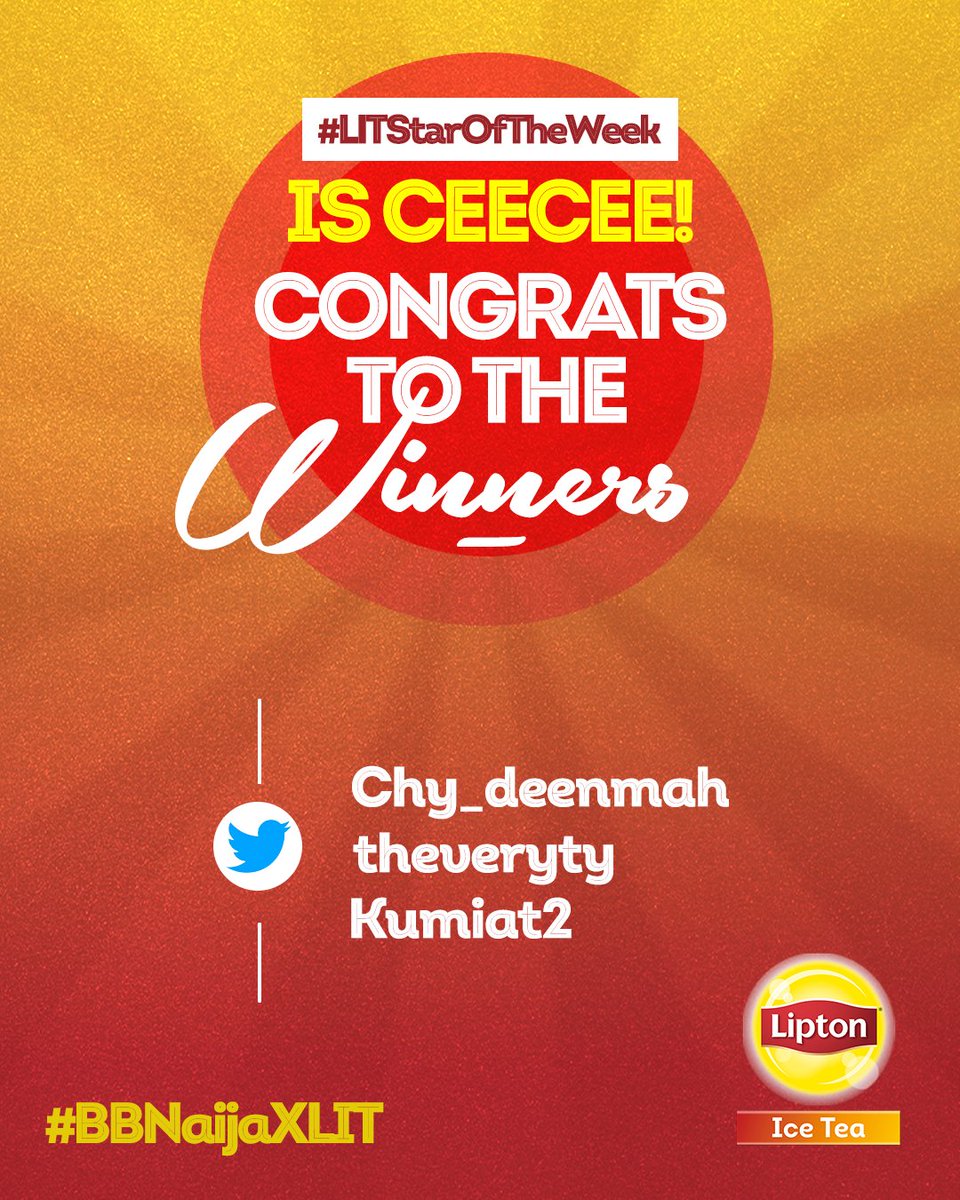 LiptonIceTeaNG's tweet image. You voted, and we have a winner! The #LITStarOfTheWeek crown goes to #Ceecee_official! 

Congrats to her and the first 5 fans who voted. You have won 2 packs of Lipton Ice Tea and 2K airtime. 

Winners, please DM us your details.
 It’s going to be #LITAllSzn! 😊
#ChopBetaLife