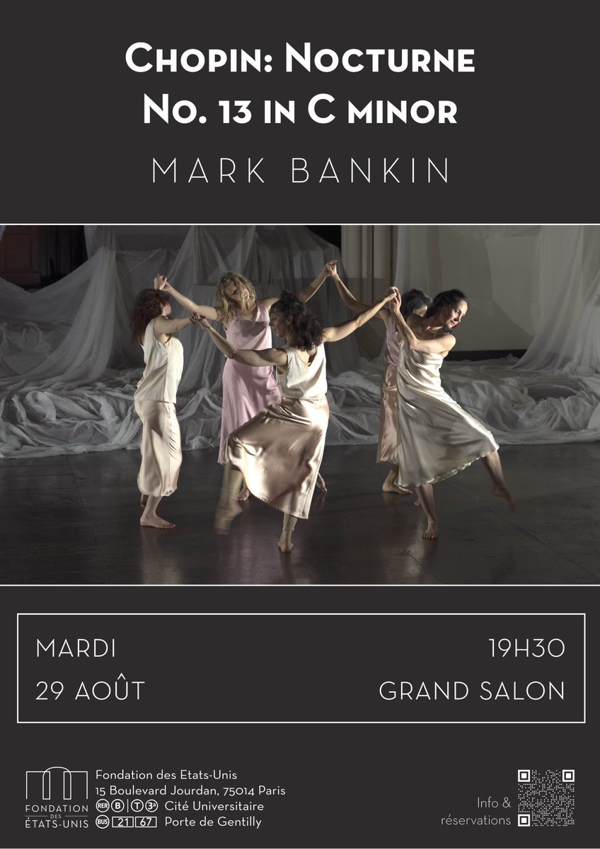 FondationUSA's tweet photo. #Danse Le chorégraphe Mark Bankin, alumnus de la FEU, revient pour un spectacle de danse inspiré du système nerveux imaginé pour le Grand Salon sur la mélodie Nocturne No. 13 en Do mineur de #Chopin.
📆 29/08 – 19h30

ℹ https://t.co/R0mpT2wpHg

#ciup #paris14 https://t.co/Ha6uVqcC5a