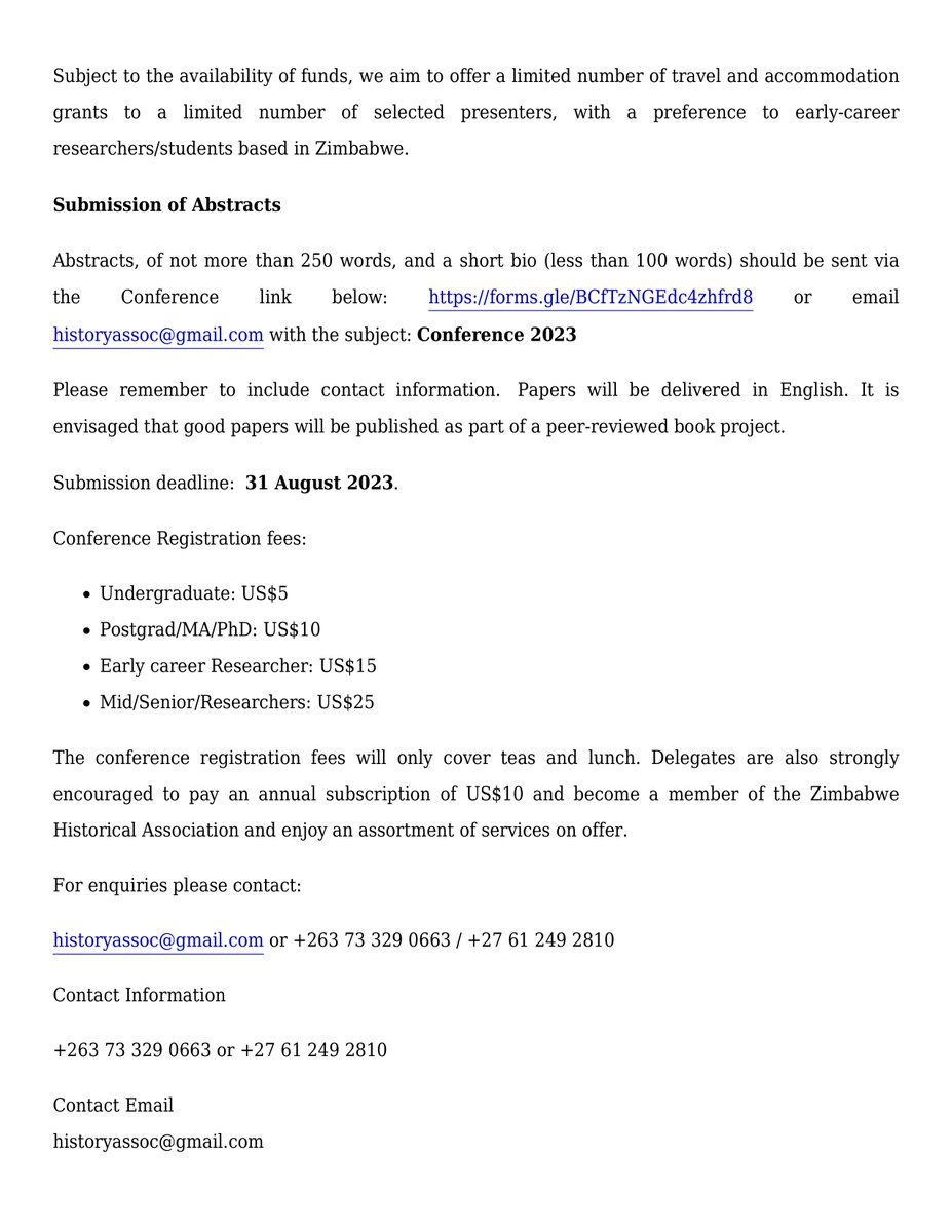Zimbabwe Historical Association tweet media