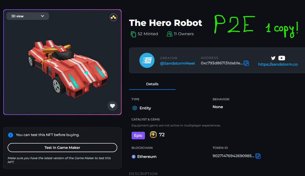 Siftah Giveaway - to the 1st to Play "The Scarecrow".
Siftah (Turkish) = first comer’s bless.
· Play,
· Like,
· RT,
· Reply 📎Selfie with Jacko📎.
· Tag Creators U equip in Selfie.
Giveaway-
"The Hero Robot" – Epic, 72 Power, 1 of 52. 
 
Rules: 1 item only, 1st Jacko Selfie wins.