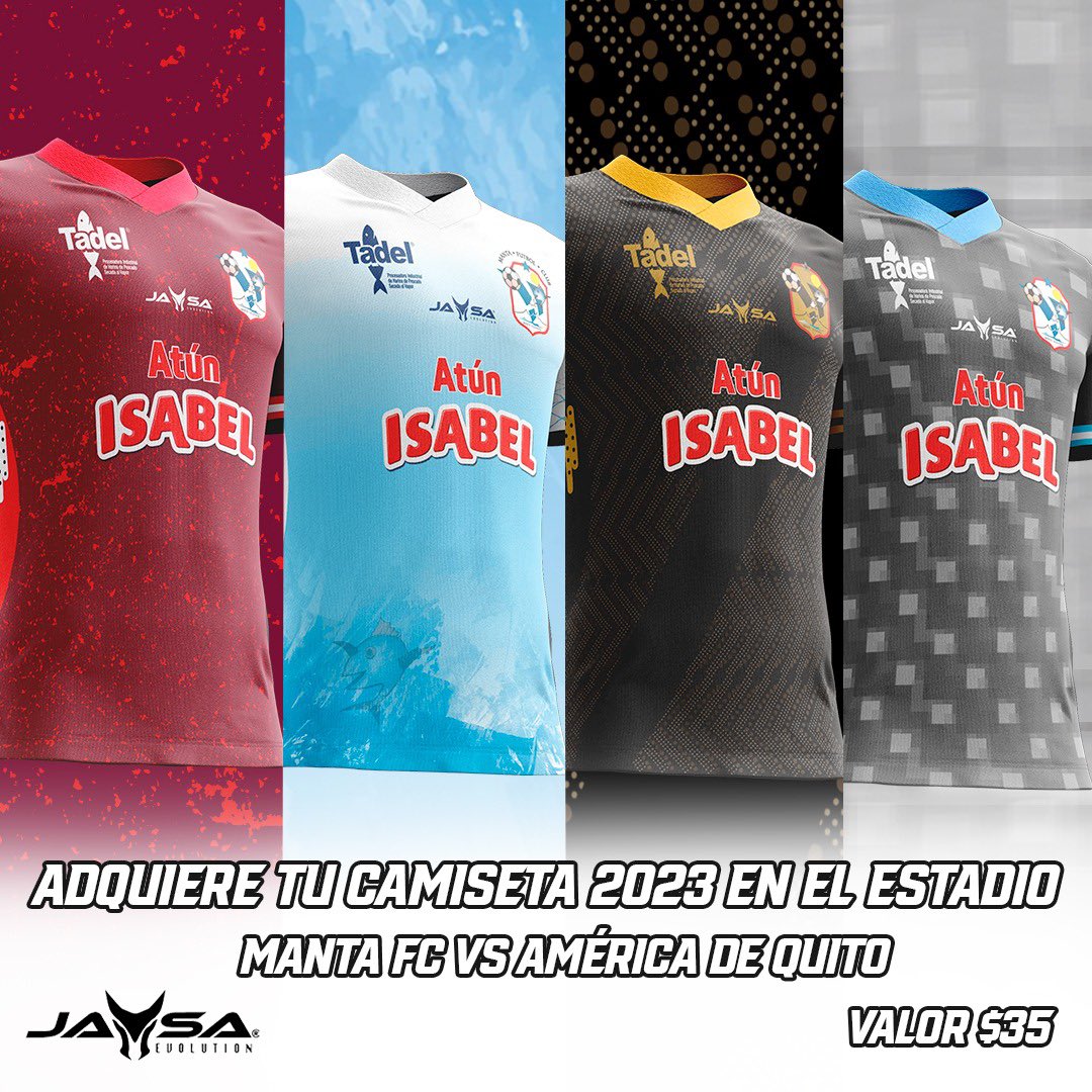 MantaFutbolClub's tweet photo. Compra hoy la colección 2023 del Atunero😎 Adquiérela esta tarde en el estadio o escribiendo a las redes sociales oficiales de #JasaEvolution 🤩
#SiempreAtunero https://t.co/8YnETX0Cww