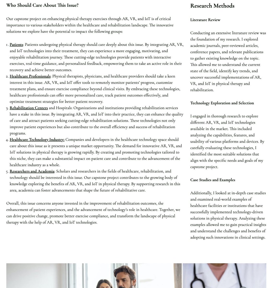 kmccandrew24's tweet photo. 🔍 Check out the revamped homepage of my capstone project website! Discover the comprehensive research methods I employed to enhance physical therapy with AR, VR, and IoT. 🏋️‍♀️💡 #Digital_Identity_SummerB_2023
https://t.co/2ayi73mF3d https://t.co/B5ztj100eb