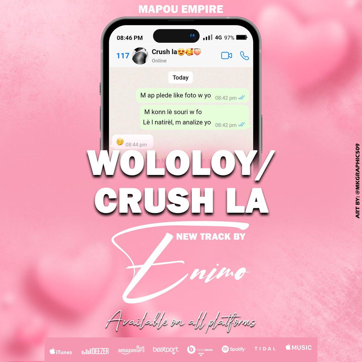 EnimoHaiti's tweet photo. 🤭Wololoy/crush la🥰
New track by @EnimoHaiti
Tag crush la pou nou ka follow li😄
#hmi #deepsong #ENIMÒ https://t.co/abRhuud4gV