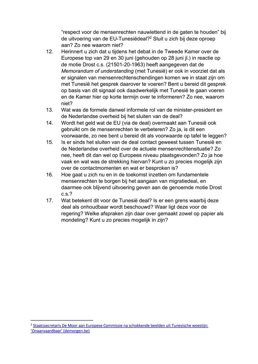 Sinds de Tunesiëdeal, groots aangekondigd en gefinancierd met EU belastinggeld, zijn er vele lichamen teruggevonden in de woestijn, waaronder die van kinderen.

Er is geen reactie verschenen van noch de EU noch onze premier.

Daarom stel ik samen met <a href="/NicoDrost/">Nico Drost</a> Kamervragen.