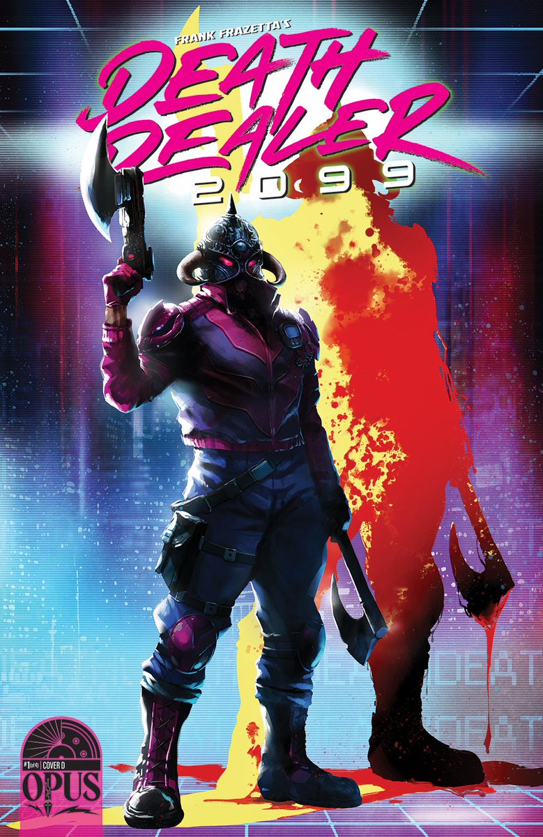 Frank Frazetta's #DEATHDEALER2099 issue #1 🔥 <a href="/frazettagirls/">Frank Frazetta</a> Hitting comic shops this fall!

Cover D artwork by Santi Casas 🎨

SCI-FI MEETS FANTASY! See Frazetta’s iconic creation jump forward into the future and face an apocalyptic world full of new dangers, threats and more!