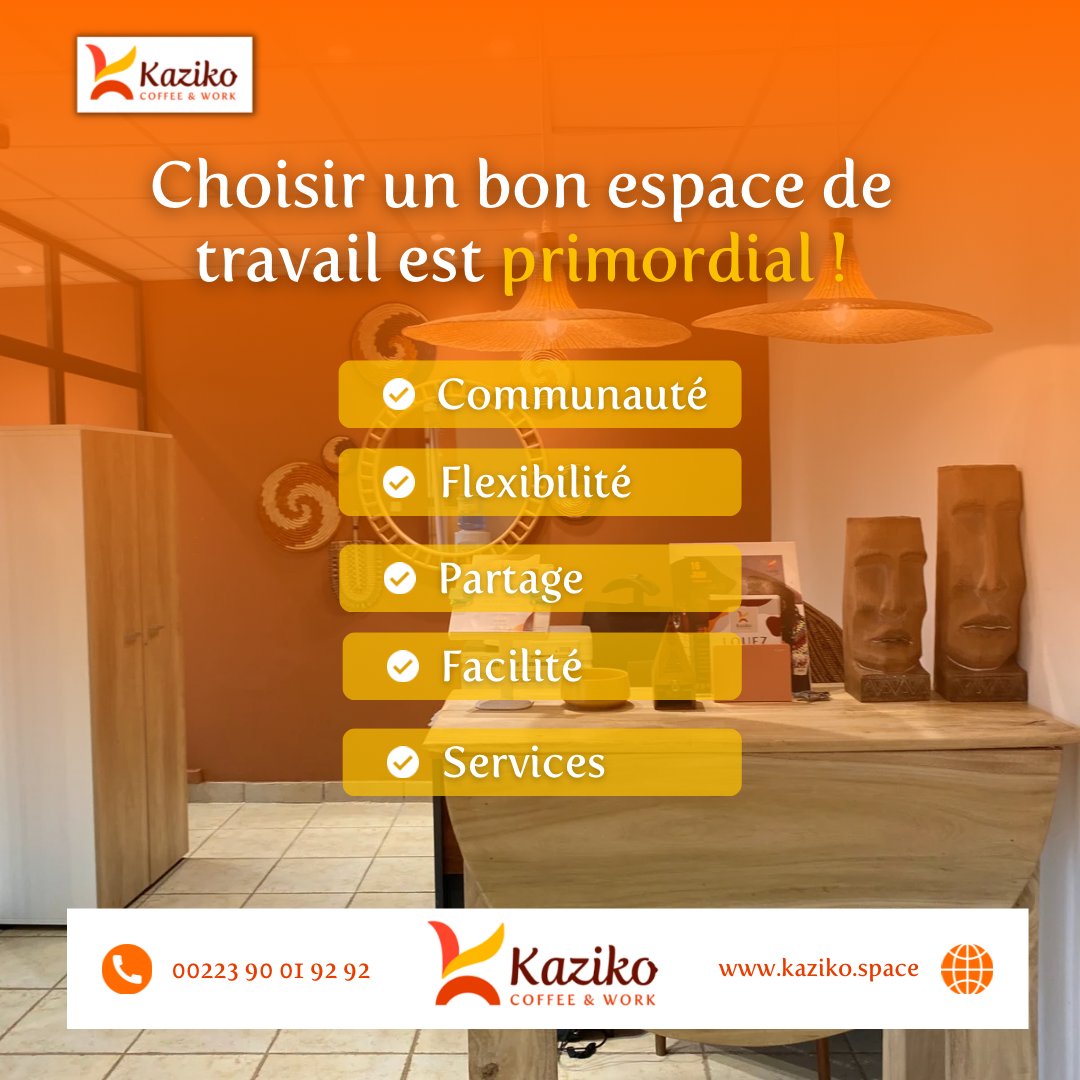 Kaziko_CofWork's tweet photo. Bien choisir son espace de travail est essentiel pour favoriser la productivité, la créativité et le bien-être au quotidien.
#Coworking #locationdebureau #locationsalledereunion #evenementiel #resautage https://t.co/37PHEzR6AA
