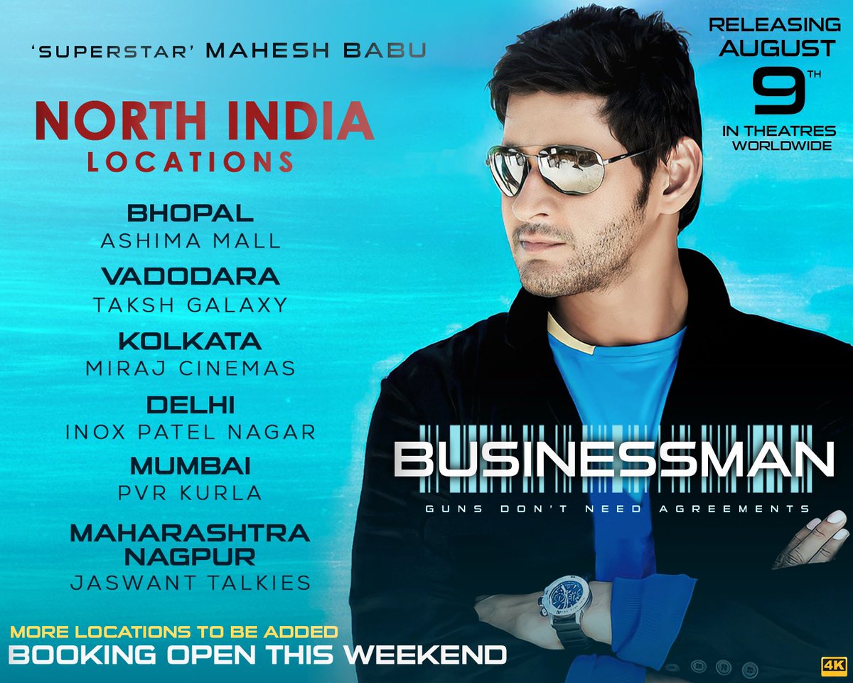 SSMBSpace's tweet photo. NORTH INDIA 📢

Get ready to embrace the mass madness of Surya Bhai! 💥💥
Here's the initial locations list for #Businessman4K 😎

More locations to be revealed soon! 
Bookings open this weekend ❤️‍🔥

@UrstrulyMahesh #Businessman https://t.co/QYqOlD4r0p