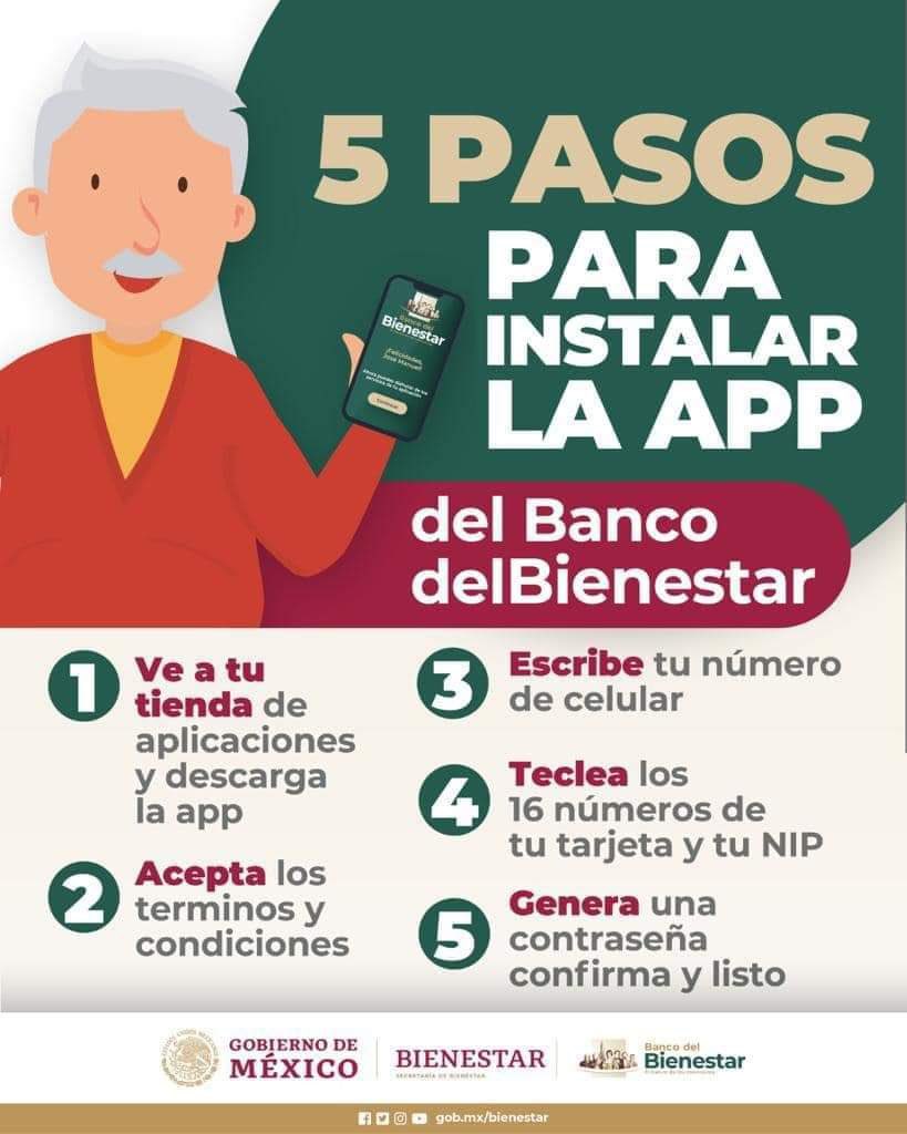 BienestarNL's tweet photo. Tips Bienestar:

Si recibes tu pensión o programa Bienestar en la Tarjeta Bienestar evita hacer filas y descarga tu app del Banco del Bienestar para consultar tu saldo y tus movimientos.

#Bienestar #ProgramasYPensiones #BancoDelBienestar https://t.co/YNmC8EX3B3