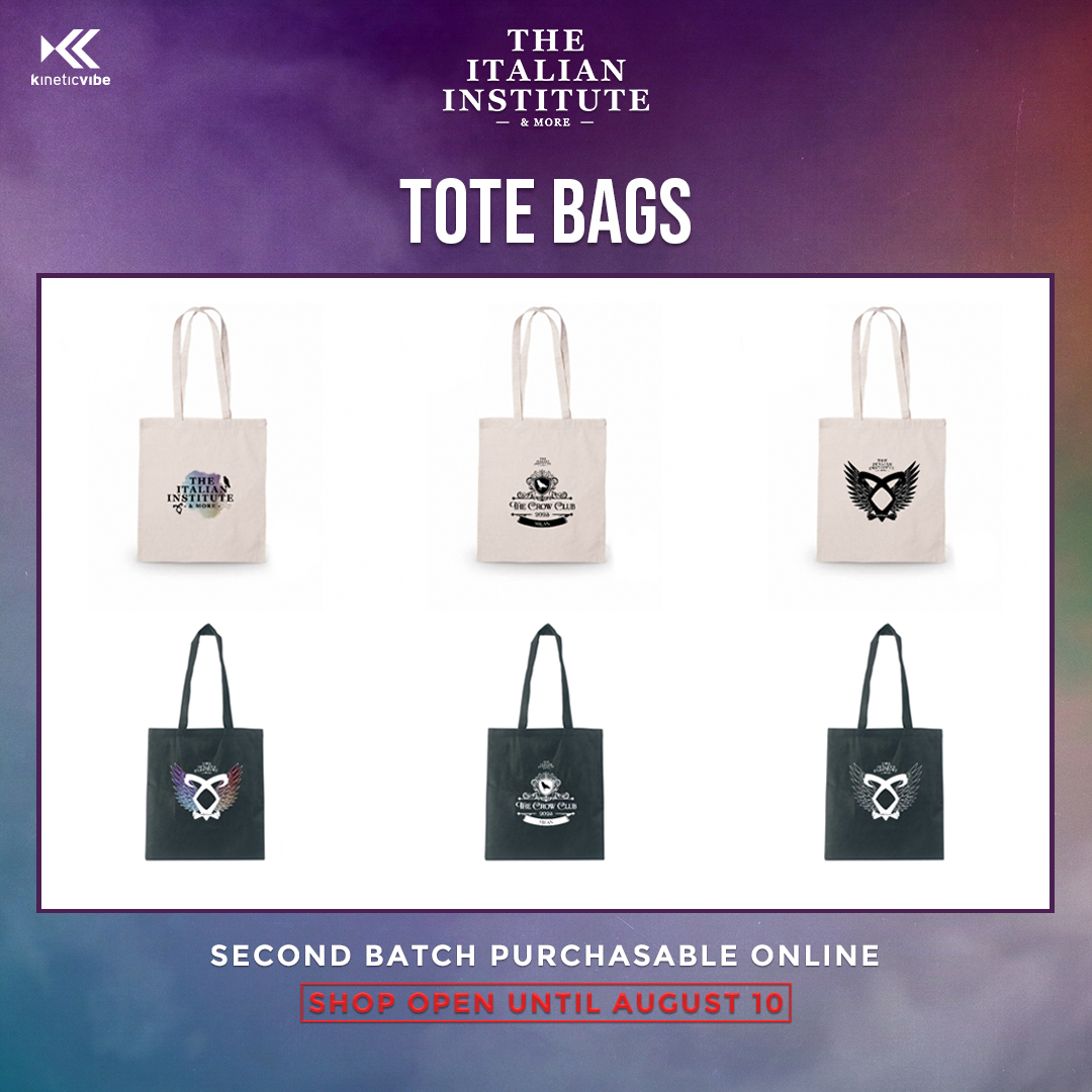 🛍️ TOTEBAGS (and pins) AVAILABLE

The merch-shop of #ITAInstituteAndMore will stay open one more week, until August 10th at Midnight (Italian time)!

Please check the shop details carefully before buying anything.

shop.kineticvibe.net/events/the-ita…