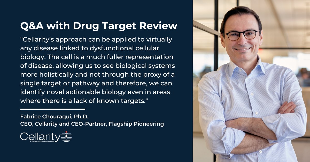Our CEO Fabrice Chouraqui spoke with @DrugTargetRev about the advantages of targeting the whole cell rather than a single molecular target in #drugcreation. Read the full Q&A here: cellarity.com/news/drug-targ… #machinelearning #singlecell #AI #drugdiscovery