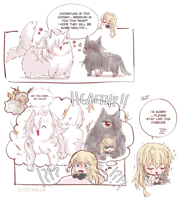 #jingluo #renluo pet(?) AU part 5  healthy cats 😔