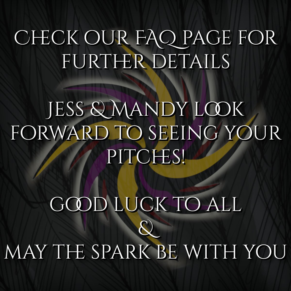 ShadowSparkPub's tweet image. Hello, August! Time for #SparkPit! 🥳 

Authors hoping to join Shadow Spark Publishing, this is your chance to pitch your works to us! All throughout August, pitch your completed manuscript with the hashtag #SparkPit and if Jess or Mandy are intrigued, they will ask to DM you.