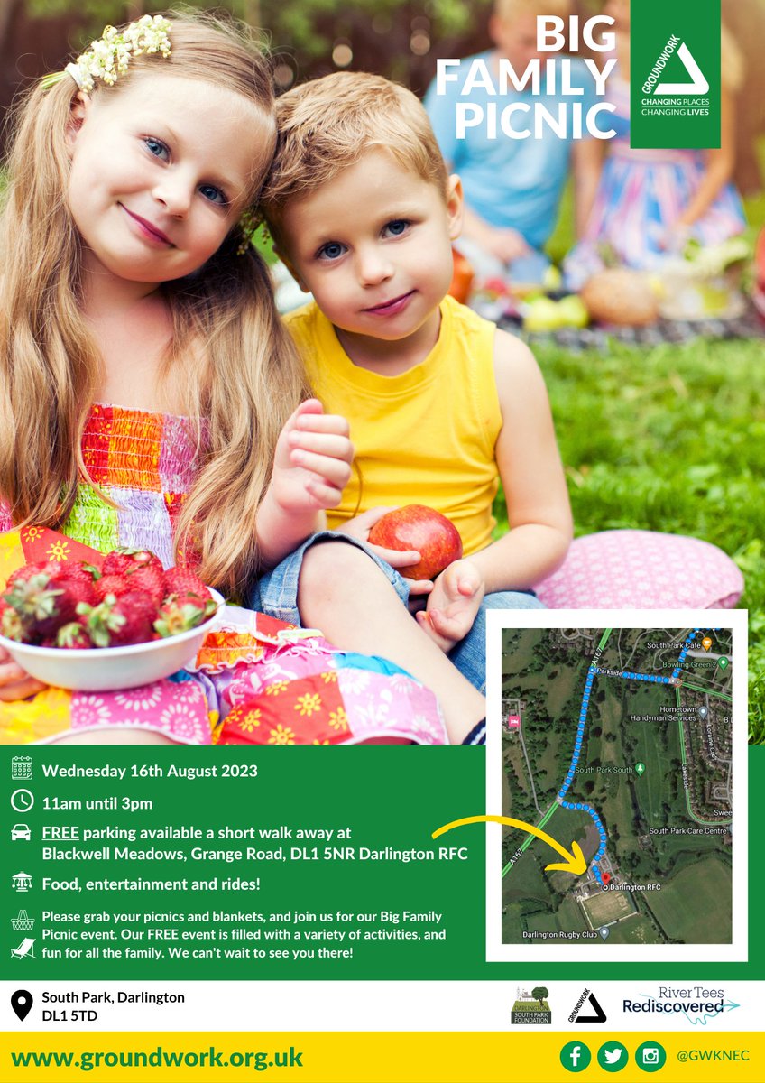 2 WEEKS TO GO..

To be respectful of the residents around the South Park area, please ensure you use our free parking available on the day at Blackwell Meadows, Grange Road, DL1 5NR, Darlington RFC 🚗 #BIGFAMILYPICNIC