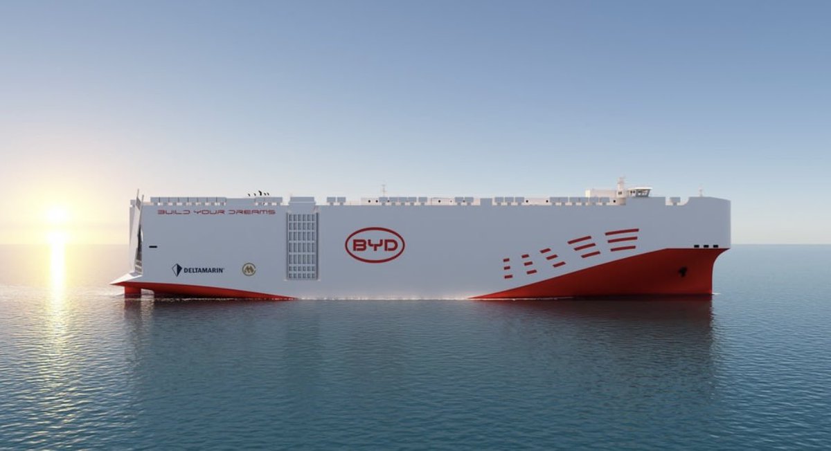 TaylorOgan's tweet image. BYD is valued at 1/8th of Tesla. BYD makes all of its batteries &amp;amp; will sell 2x EVs this year. BYD’s factories are significantly more advanced than anyone in the industry. It likely makes the battery in your device.

BYD is now commissioning the world’s greenest boats to ship EVs.