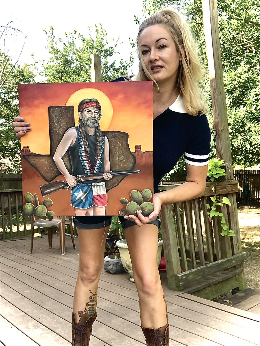 erikajane82's tweet photo. New painting! Shotgun Willie!! Yeehawww! I’ll have prints available soon #willienelson #shotgunwillie https://t.co/YqKHjYo86V