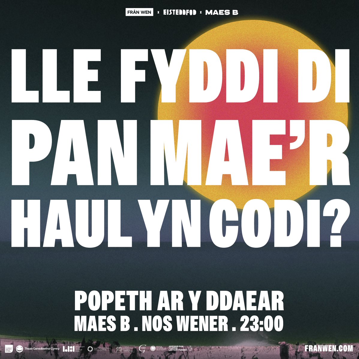 Popeth ar y Ddaear
@maesbmaesb 
Nos Wener 11 Awst
23:00

£16.50 ymlaen llaw / £18 ar y noson*
franwen.com/productions/po…

*Am ddim hefo tocyn wythnos Maes B

<a href="/eisteddfod/">eisteddfod</a> x @TheatrGenCymru x <a href="/De_Cymru/">Prifysgol De Cymru</a> x <a href="/LlenCymru/">Llenyddiaeth Cymru</a>