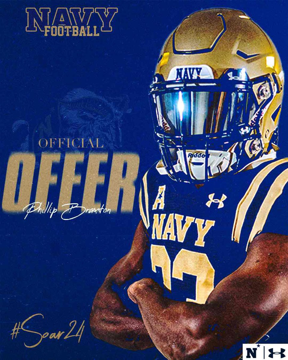 Coach_Brax_'s tweet image. Honored to Receive My Official Scholarship Offer!! 💙 @NavyFBrecruit @DannyPayneNavy @GreenRB21 @Coach_Carter34 @COACHGAETA111