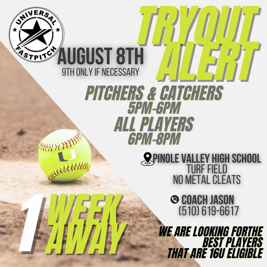 UniversalTatro's tweet photo. One week away. We are looking for the best 2026 and will look at elite 2027. This team will play one year of 16s before moving up to 18s and play against the best in the country . Sign up today 

https://t.co/WPN4MS3D8v https://t.co/BhwgSJZPp1