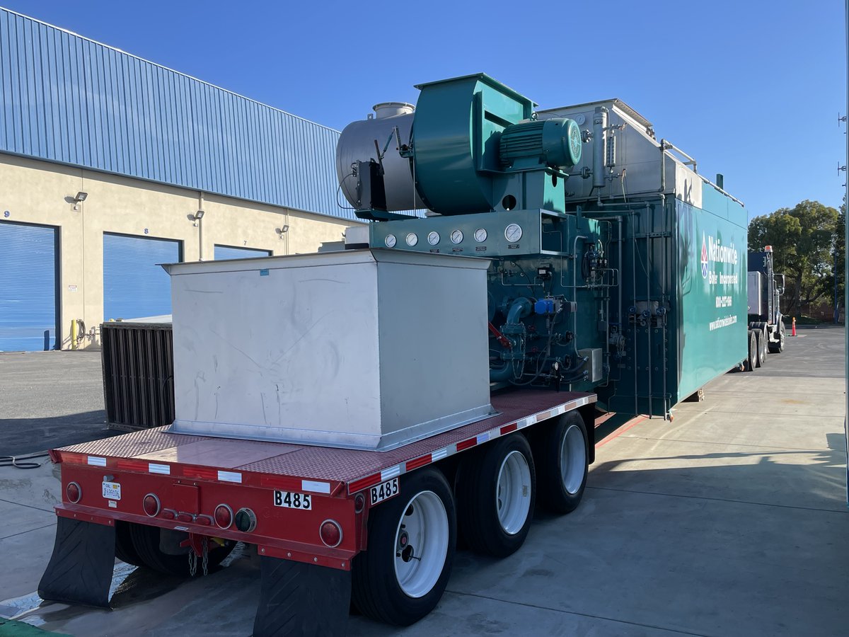 SteamNow's tweet photo. Shipping news! This 70k pph trailer-mounted boiler has left our shop and is headed east to supply temporary steam for a rental. Nationwide Boiler takes pride in delivering reliable solutions to our customers when they need it most! #rentalboilers #boilerrentals #mobileboilers https://t.co/fo6Q7xJtxl