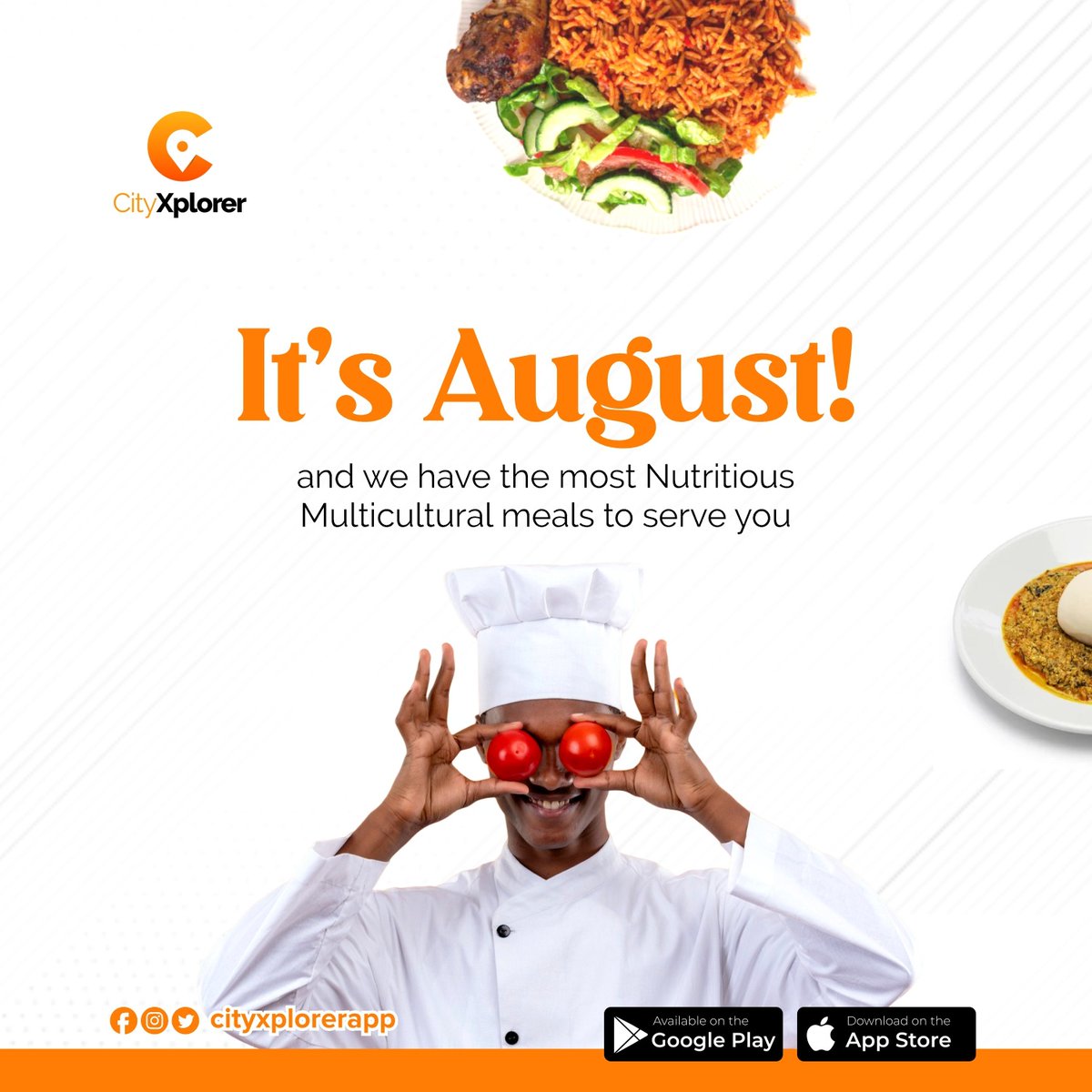 CityXplorerApp's tweet photo. A new month is here and our promise still remains. We remain committed to serving nutritious multicultural meals straight to your home with just a few taps on your phone. 

Wondering how to get started?

Simply download ‘CityXplorer’ app from appstore or playstore. https://t.co/kf30bvCqmY