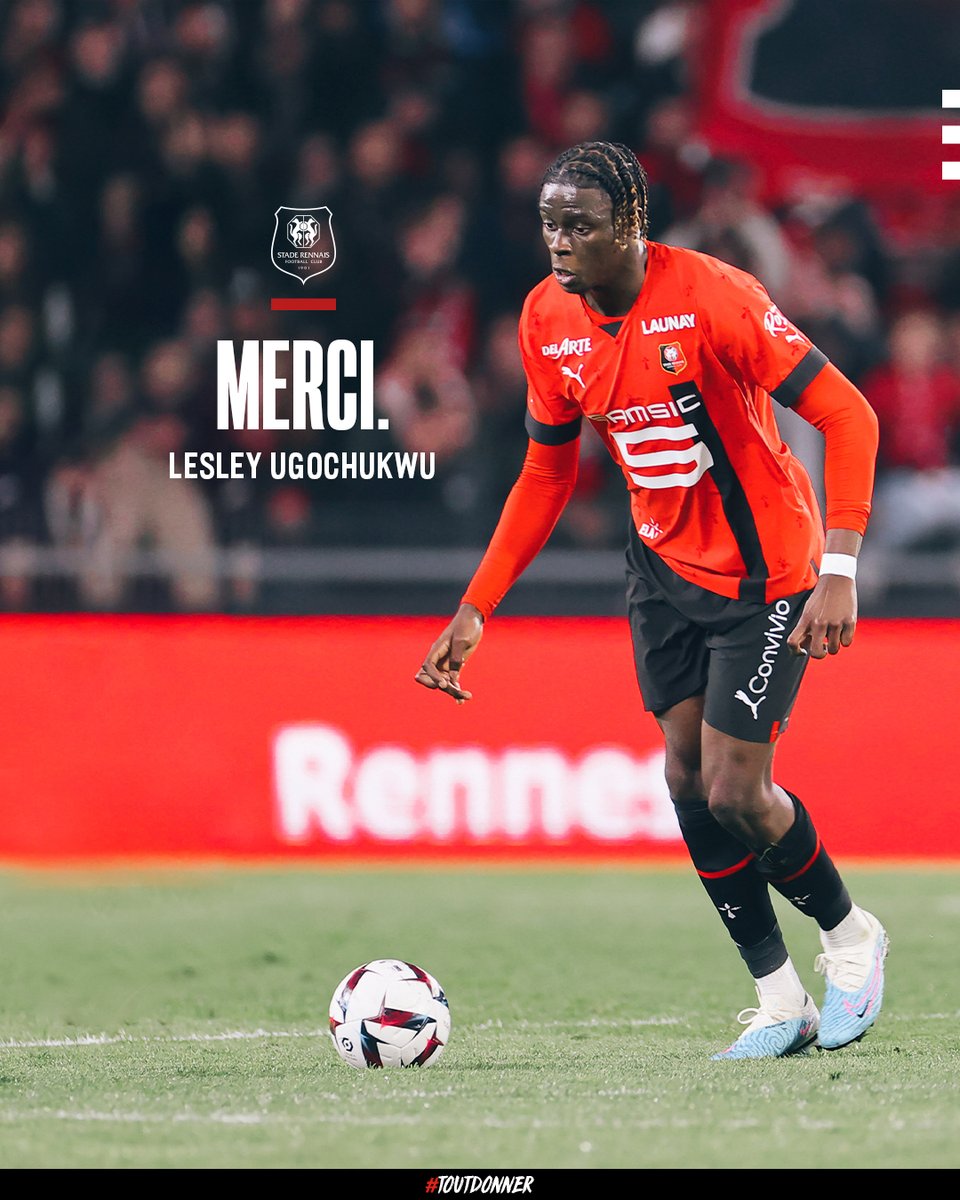 Stade Rennais F.C. (@staderennais) on Twitter photo ✍️ <a href="/lesleysrfc/">Lesley Ugochukwu</a> 𝗿𝗲𝗷𝗼𝗶𝗻𝘁 𝗖𝗵𝗲𝗹𝘀𝗲𝗮.
Natif de Rennes, il a vécu à deux pas du Roazhon Park et a été scolarisé à l’école Moulin du Comte. Arrivé au club à l’âge de 8 ans, le milieu de terrain a joué 60 matchs professionnels sous les couleurs Rouge et Noir.
Le SRFC lui ✍️ <a href="/lesleysrfc/">Lesley Ugochukwu</a> 𝗿𝗲𝗷𝗼𝗶𝗻𝘁 𝗖𝗵𝗲𝗹𝘀𝗲𝗮.
Natif de Rennes, il a vécu à deux pas du Roazhon Park et a été scolarisé à l’école Moulin du Comte. Arrivé au club à l’âge de 8 ans, le milieu de terrain a joué 60 matchs professionnels sous les couleurs Rouge et Noir.
Le SRFC lui