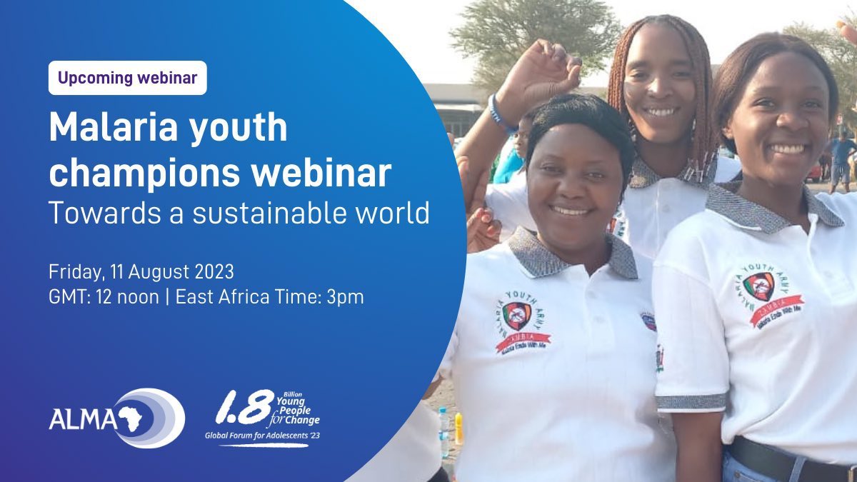 SAVE THE DATE ‼️

Have you registered? 

Join us for a Malaria Youth Champions’ (MYCs) webinar hosted by @MalariaArmy featuring youth from different in-country MYCs & some exciting opportunities to be announced

🗓️ 11 August 2023 
⏰ 3pm EAT 
➡️ Register: bit.ly/43MVCIL