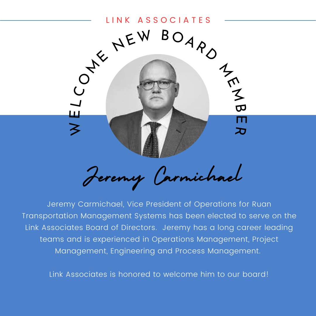 Link Associates welcome new member of the Board Jeremy Carmichael! #LinkAssociates #LinkStrong #NowHiring #ApplyToday