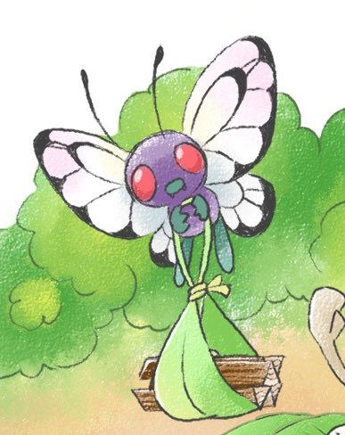 pokemon (creature) no humans red eyes basket open mouth solo outdoors  illustration images